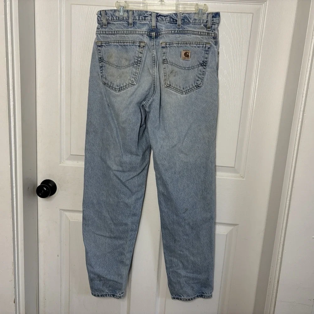 Vintage 90s Carhartt Light Wash Baggy Distressed Jeans Mens 32x31 Cotton Patina